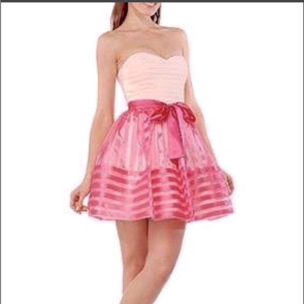 Betsey Johnson Pink and Cream Cocktail Y2K Organza Tulle Dress Size 2